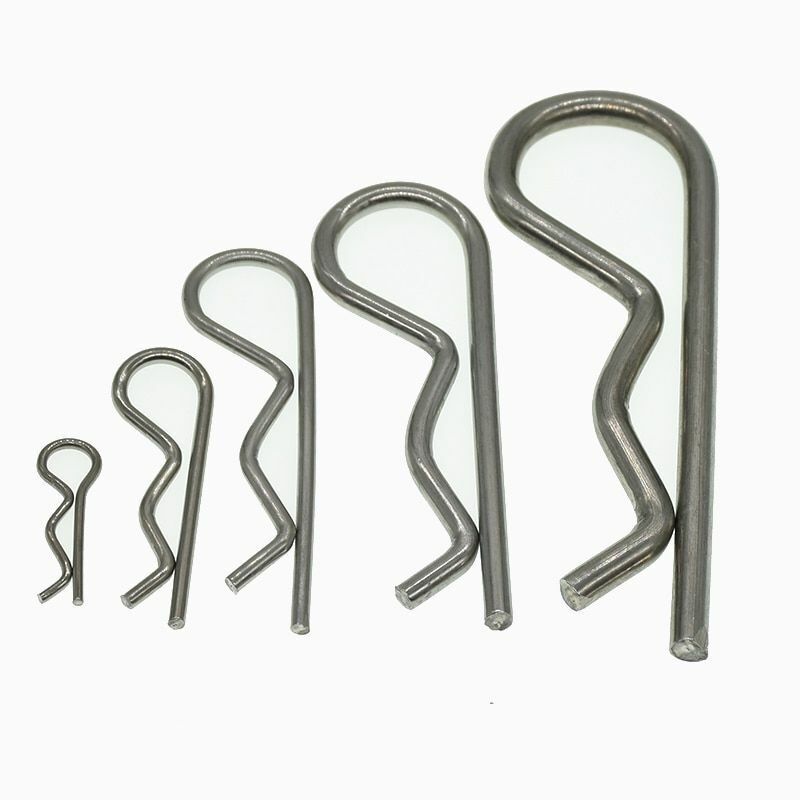 Stainless Steel R Shaped Spring Cotter Clip Pin 1.2mm-4mm Dia Fastener Hardware