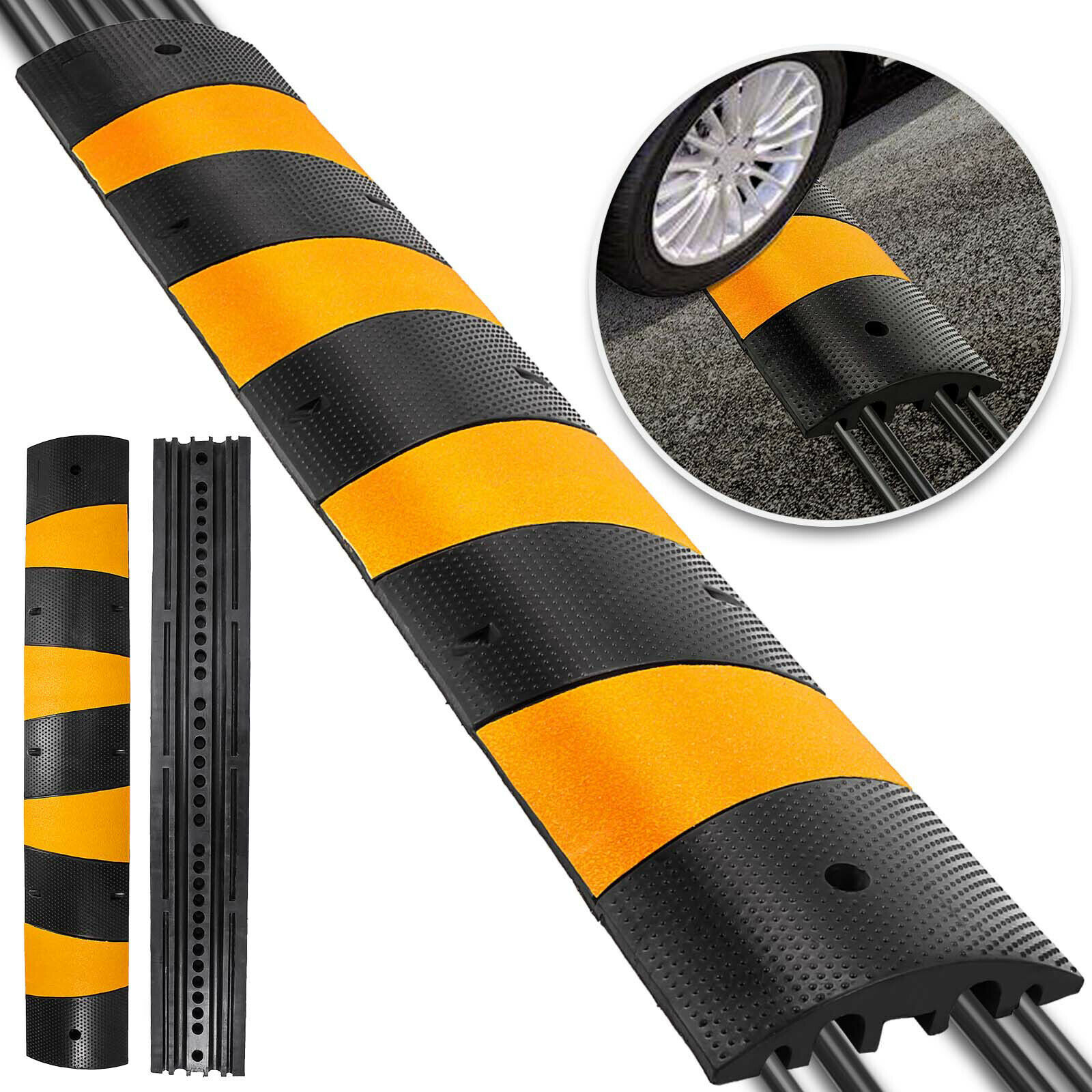 6 Feet Rubber Cable Protector Ramp Speed Bump Driveway Modular Garage Warehouse
