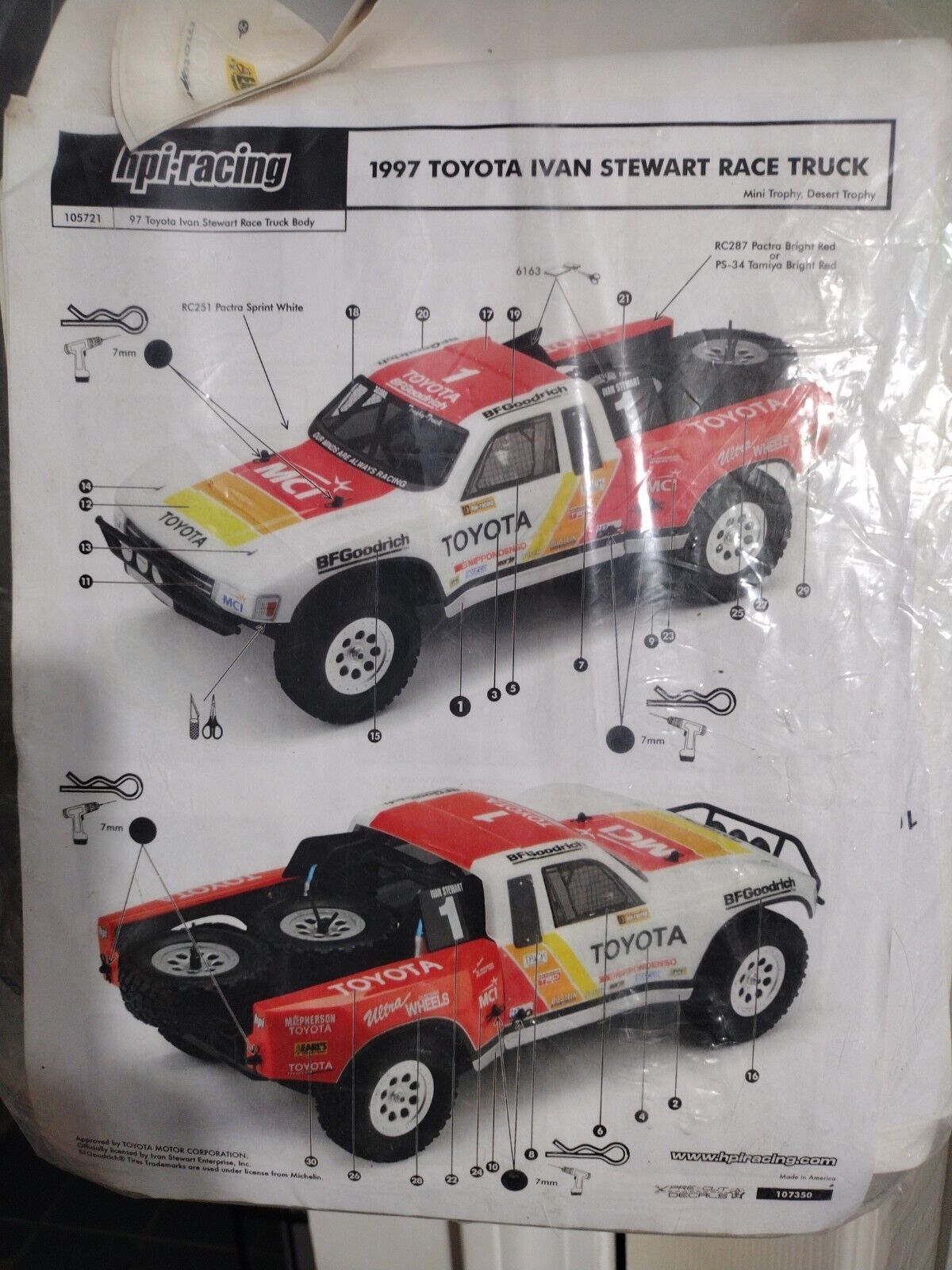 Genuine Hpi Trophy Truck Dt-1 Trd Racing Body  Kit Sealed Toyota 1997