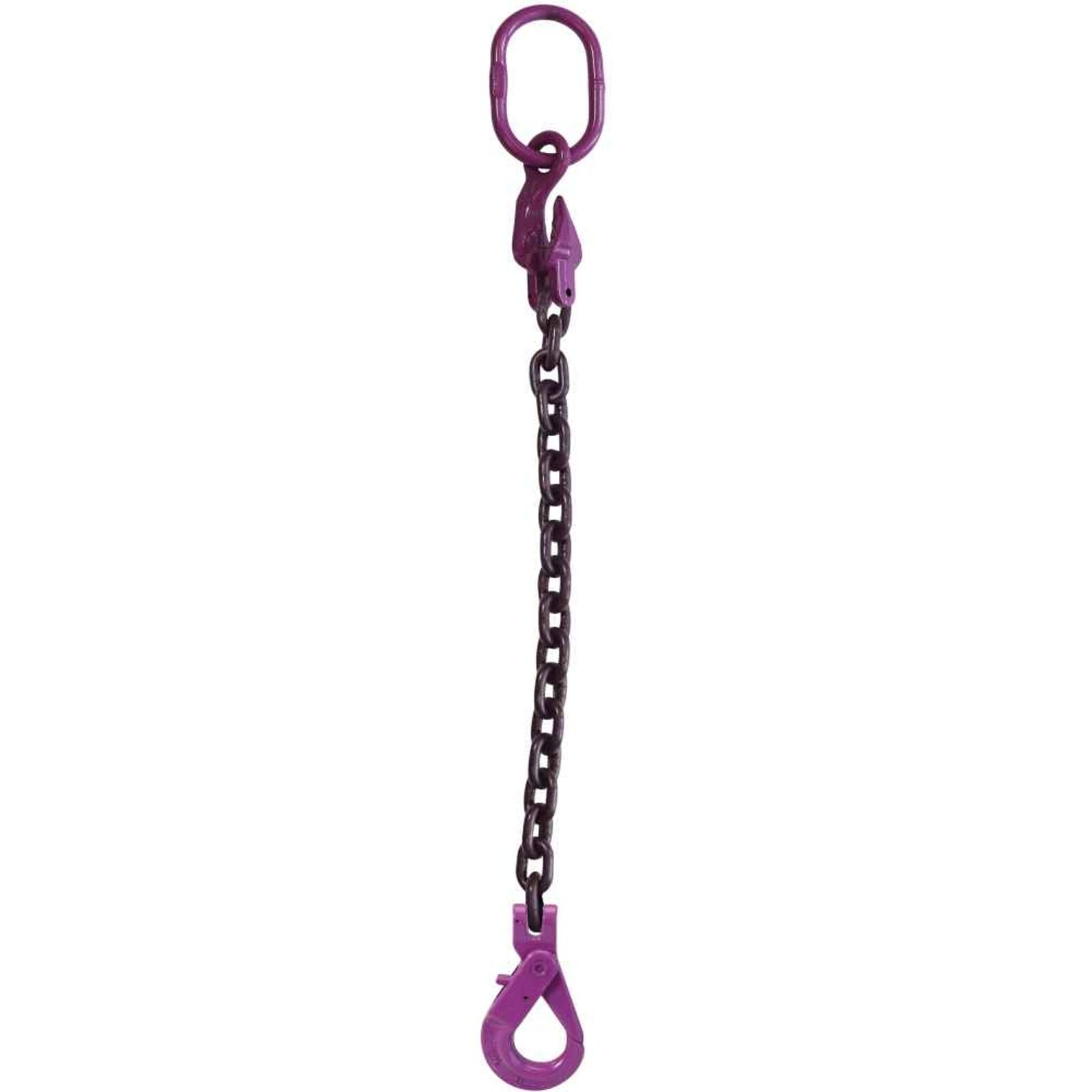 1/2" X 10' - Adjustable Single Leg Chain Sling W/ Self-locking Hook - Grade 100