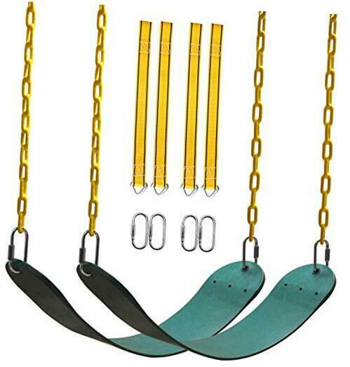 2 Pack Swings Seats Holds 660lbs With 68.9 Inch Anti-rust Chains Plastic Green