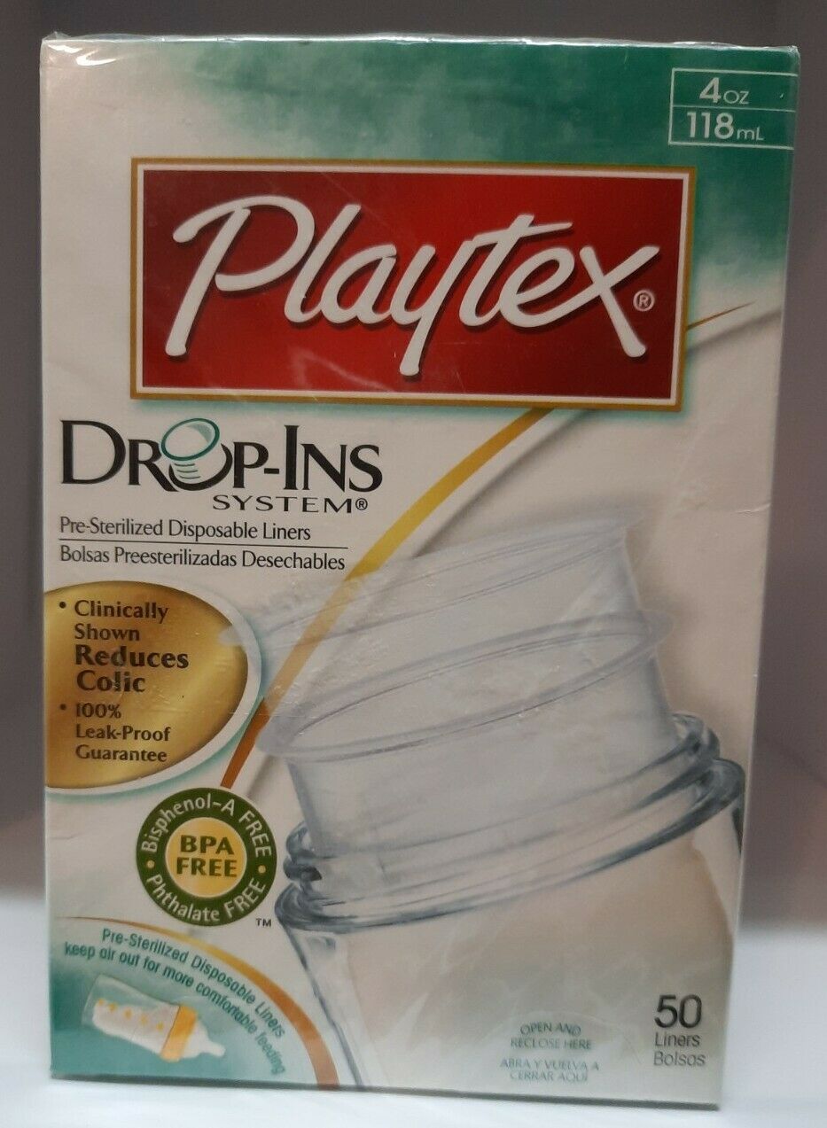 New Playtex Drop In Liners For Nurser Bottles 4 Oz 50 Count