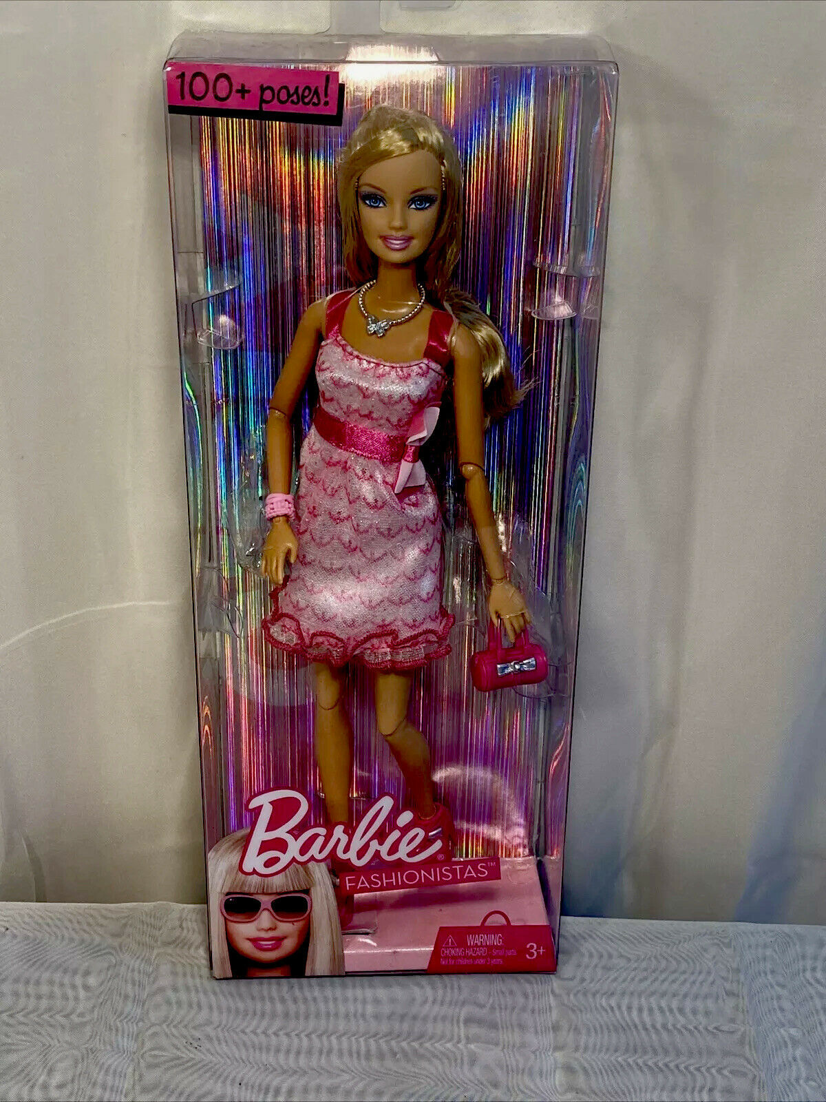 Nrfb 2009 Collectible Barbie Fashionista 100+ Poses M#r9880 Pink Dress/ Blonde