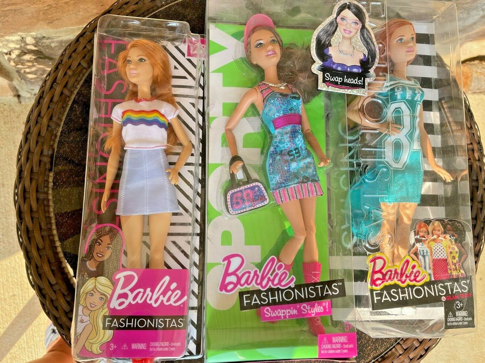 Barbie Doll Lot Of 3  Fashionistas # 122 Red Hair Swappin Styles Glam Team