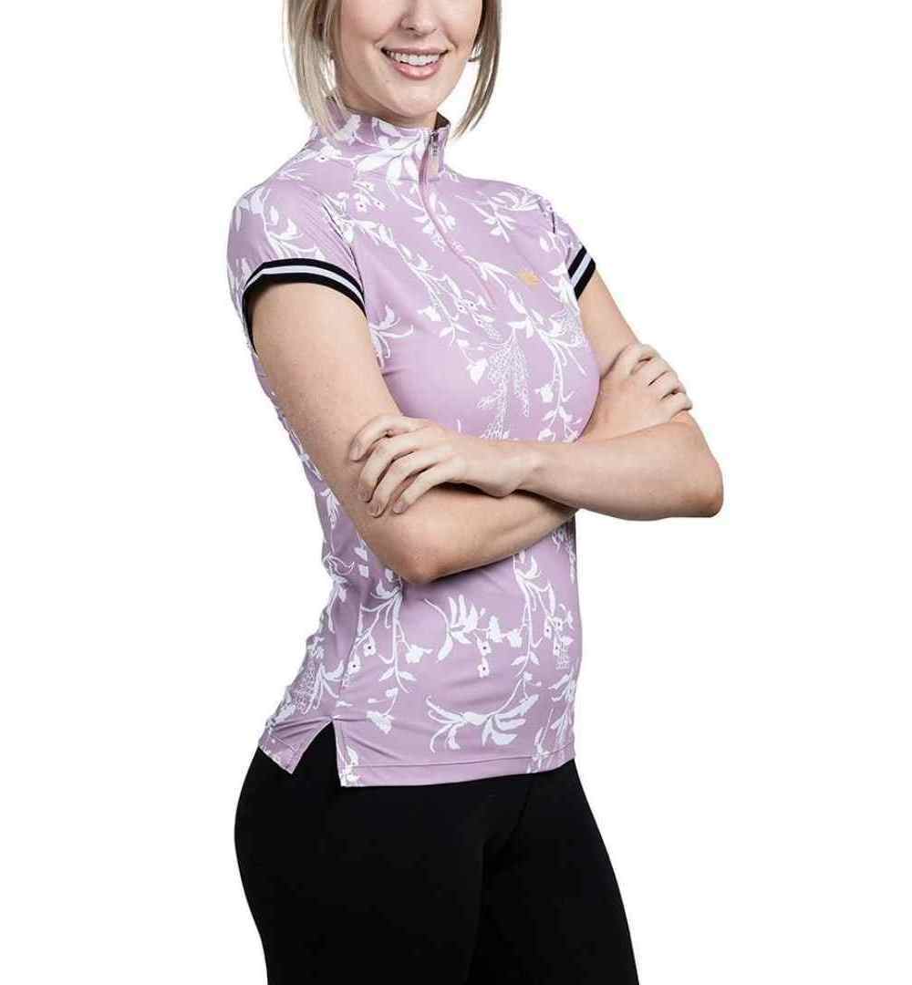 Kastel Denmark Women's Printed Cap Sleeve Sun Shirt With Trim, Upf30+, 2 Colors