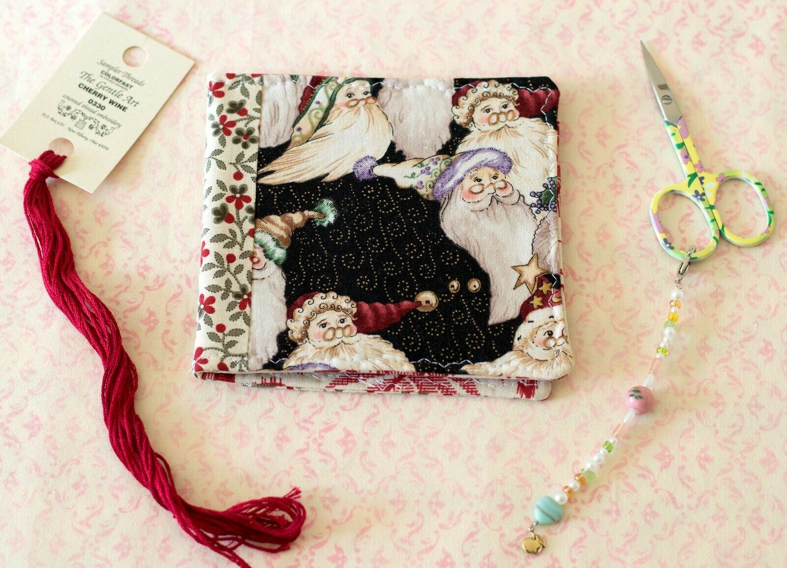 Needle Case Santa Claus Christmas Needlebook Pin Keep Sewing Gift