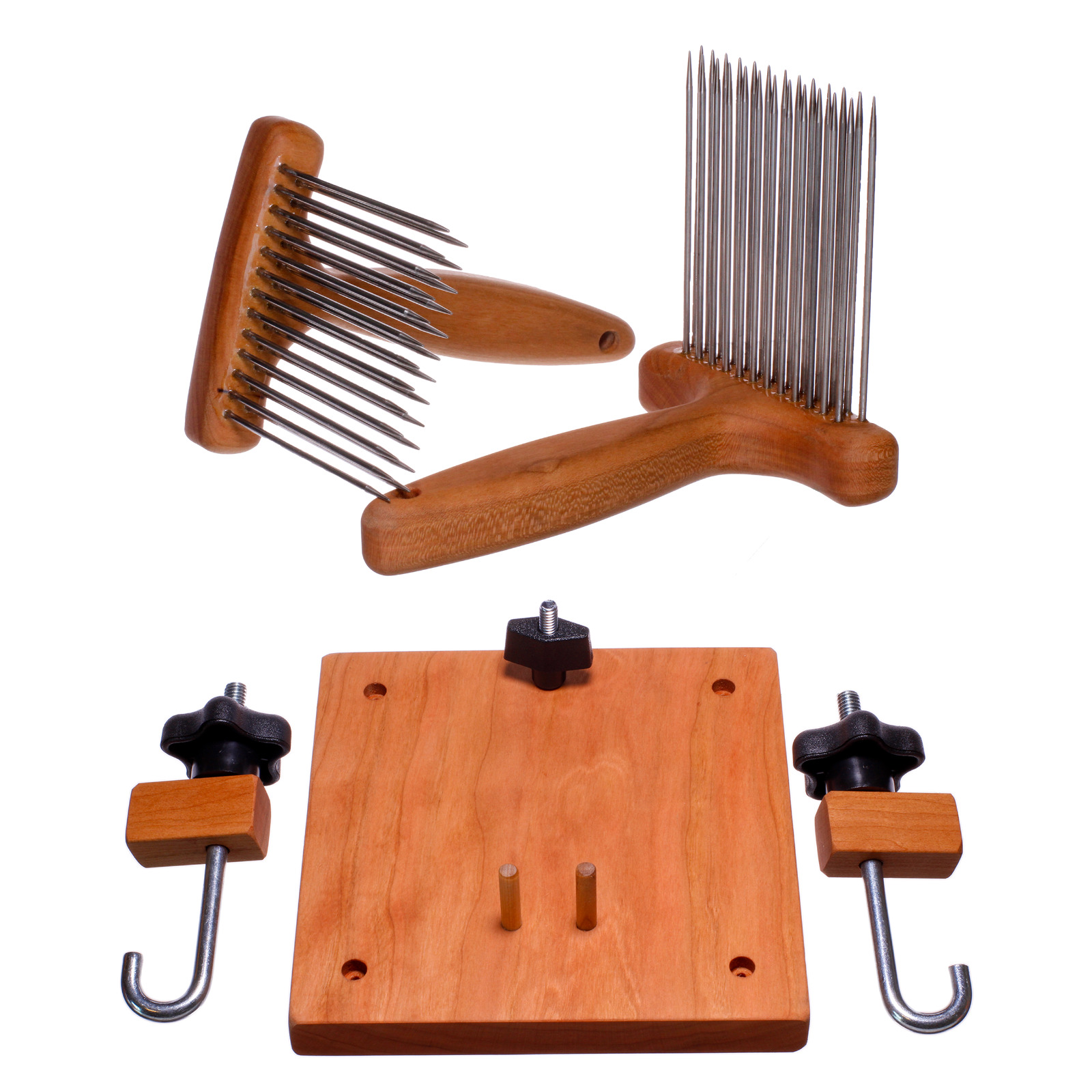Fine Wool Combs - With Holder - Smooth Points  - Stainless Steel Tines