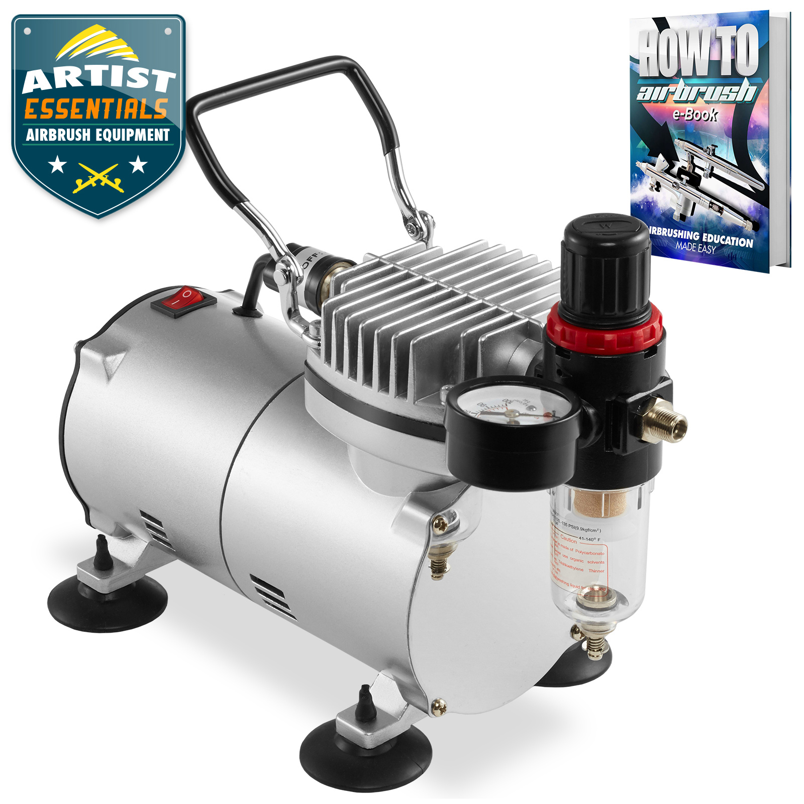Pointzero 1/5 Hp Airbrush Compressor Air Pump With Regulator, Gauge, Water Trap