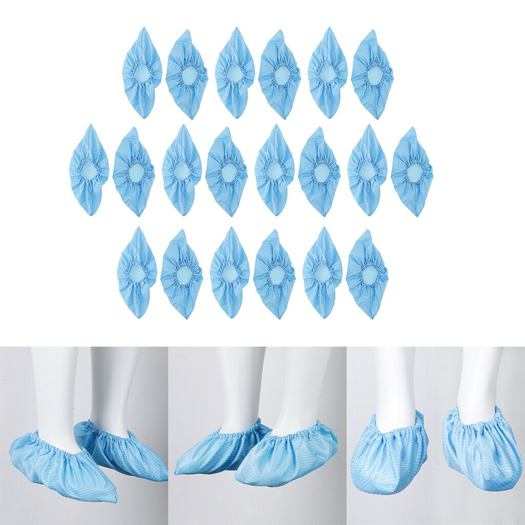 10 Pairs Reusable Dust-free Anti-static Workshop Shoe Boot Foot Cover- Blue