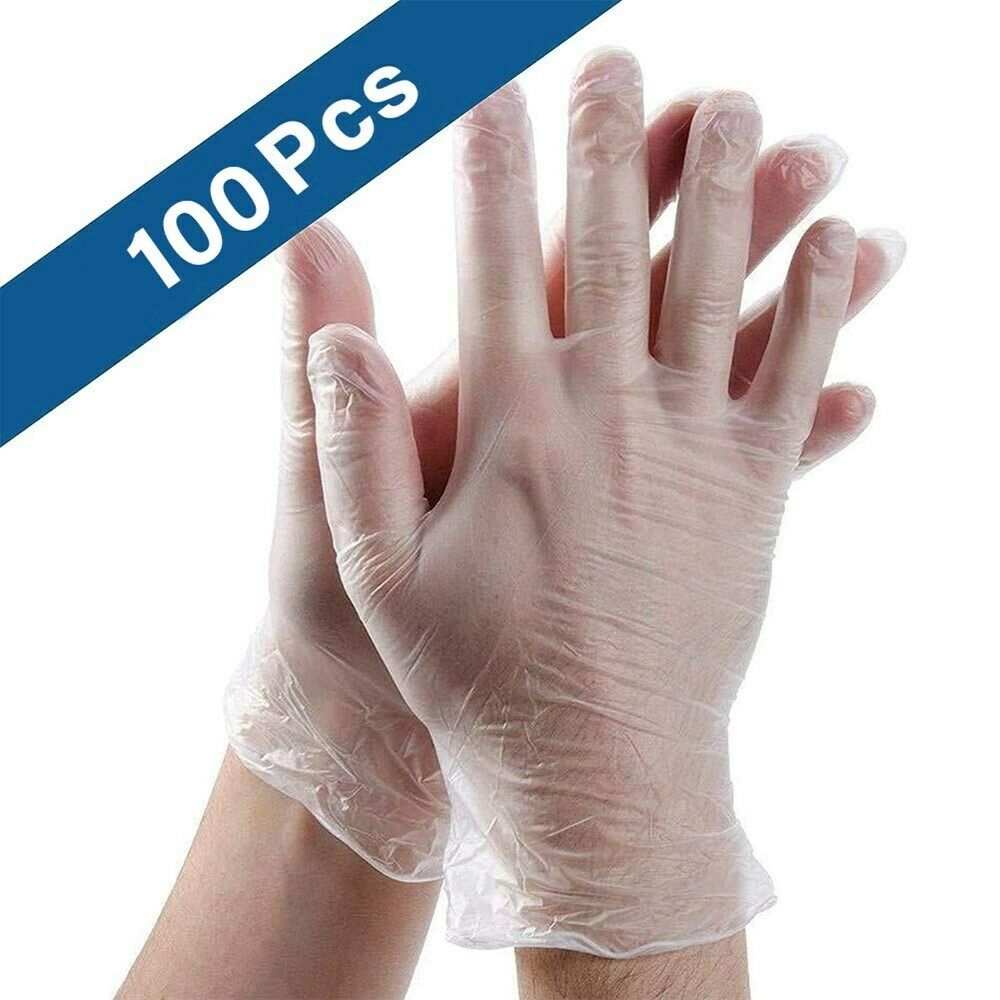 100x Clear Disposable Gloves Safety Personal Pe Work Gloves For Cooking Catering
