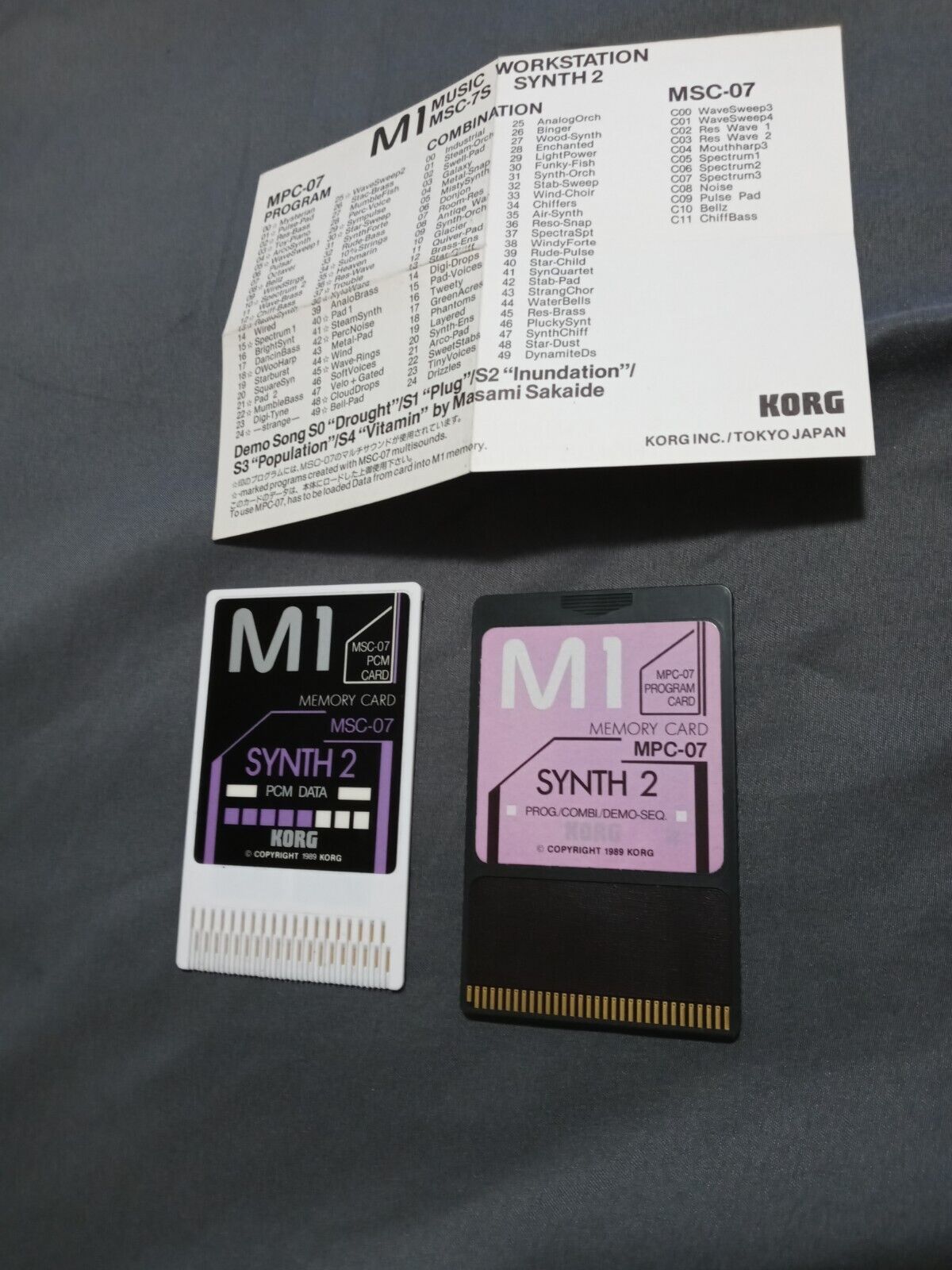Korg M1 Synthesizer Mpc-07 Msc-07 Synth 2 Program Card & Pcm Card