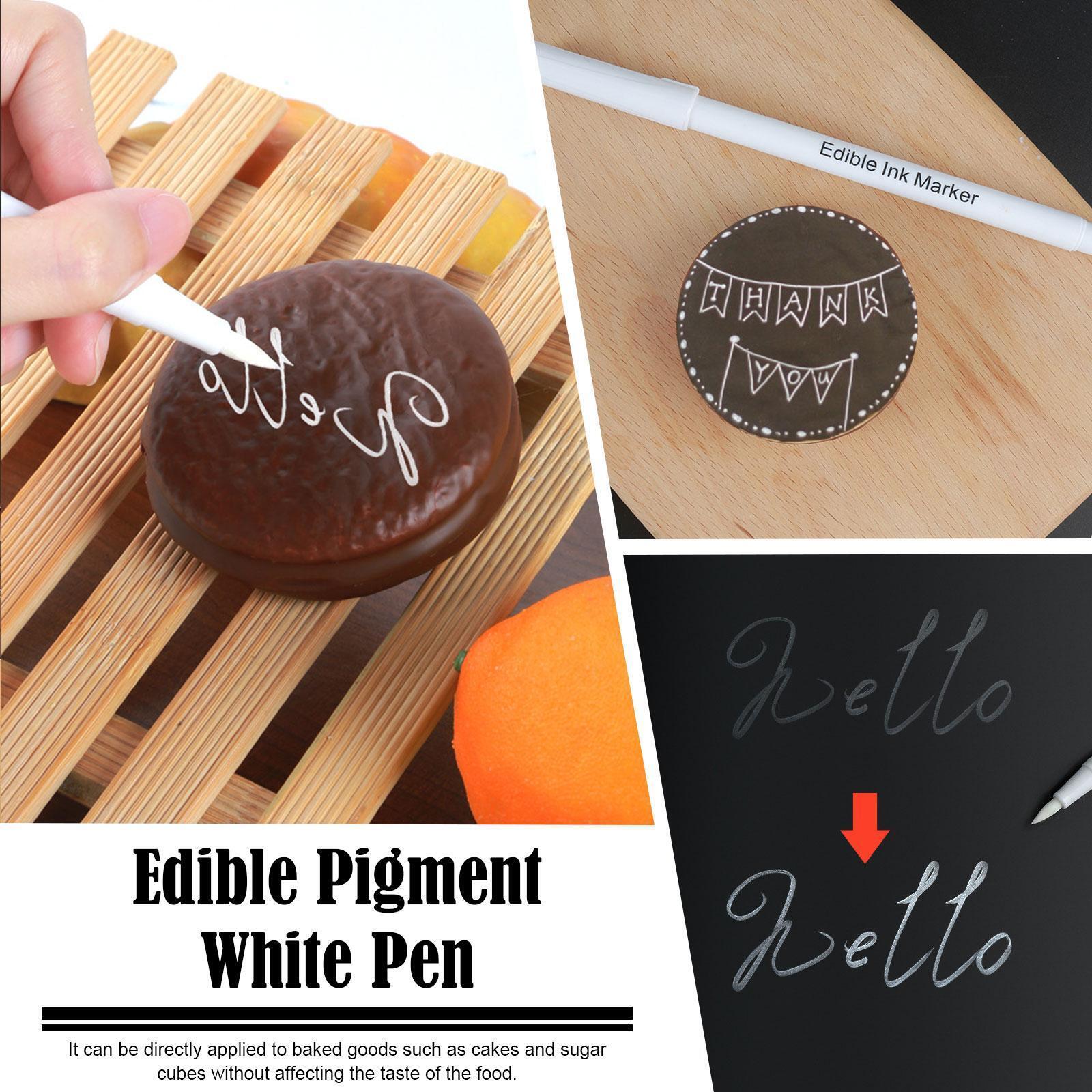 White F00d C0l0ring Markers, Edible Pigment Pen Brush Dec0rat0r Pens T4y9