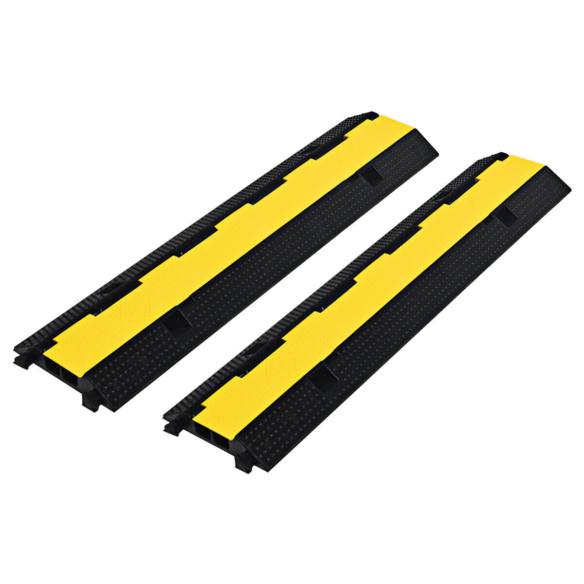 2 Pcs 2 Channel Rubber Floor Cable Protectors Traffic Bump W/flip-open Top Cover