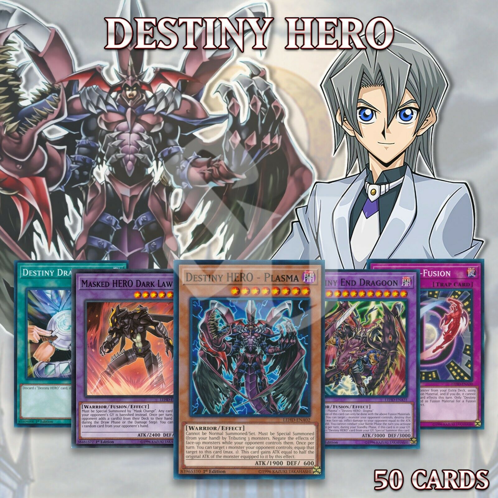 Destiny Hero Deck 50 Cards | Plasma Celestial Shadow Mist Dark Law Aster Yugioh