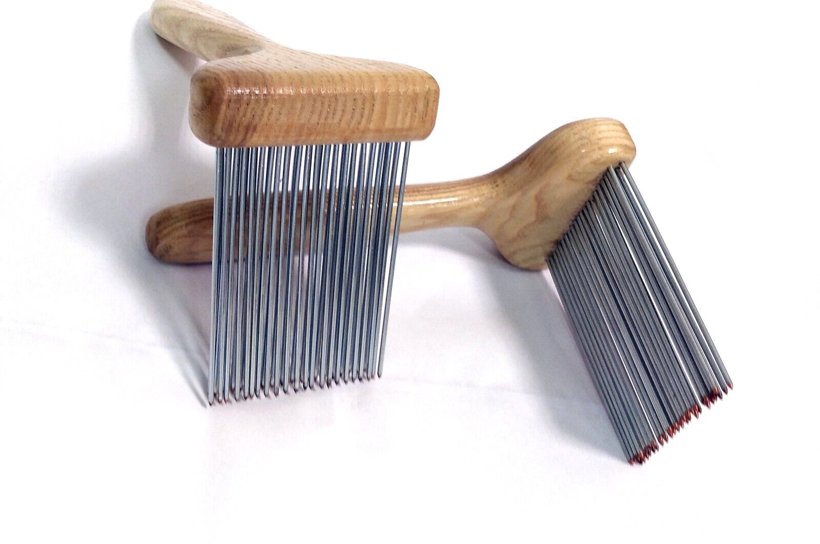Extra Fine Wood Combs For Wool. 2 Wood Hand Viking Combs With 2 Rows