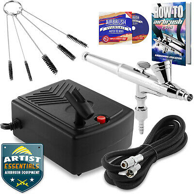 Starter Airbrush Kit Dual Action Gravity Feed Air Compressor Crafts Art