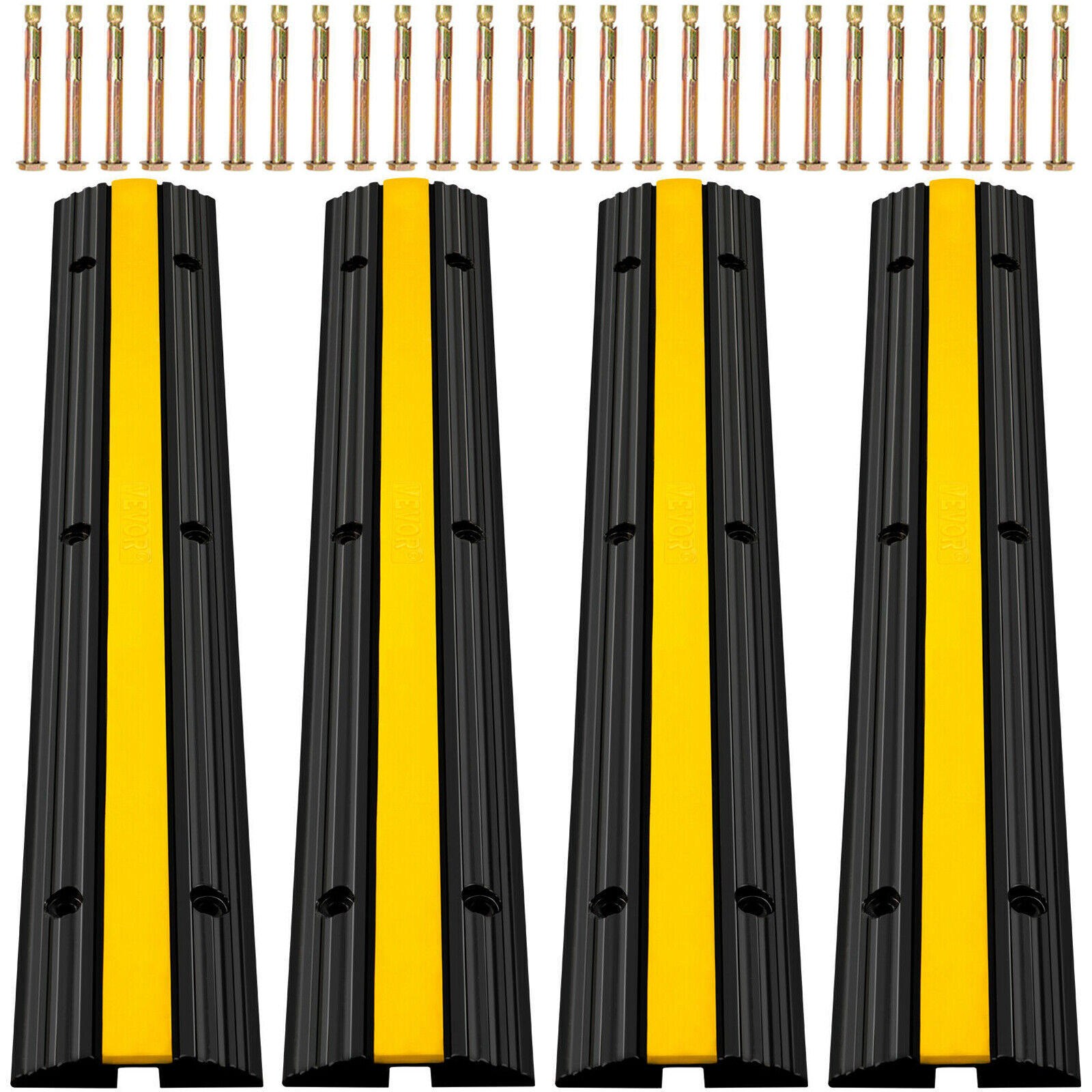 Vevor Modular Rubber Speed Bump Driveway Cable Protector Ramp 4 Packs 1-channel