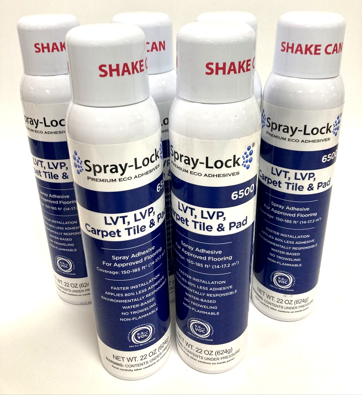 6 Cans (22oz Each) Spray-lock 6500 Lvt Lvp Carpet Tile & Pad Flooring Adhesive