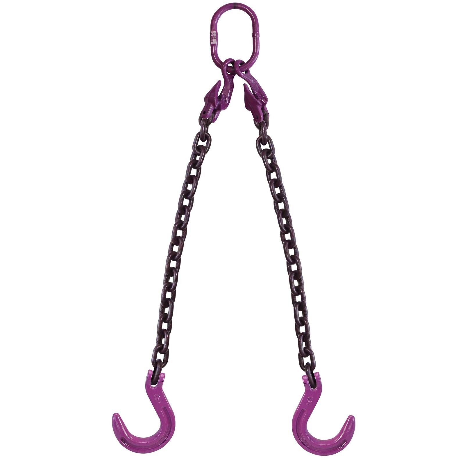 3/8" X 20' - Adjustable 2 Leg Chain Sling W/ Foundry Hooks - Grade 100